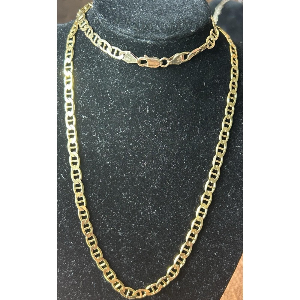 Vintage Milor Italy Sterling Gold Vermeil Mariner Anchor Link Necklace 23 inches